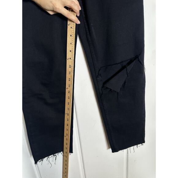 RE/DONE Originals 70s Stove Pipe Noir with Rip Cropped Jeans 27-Black Button Fly - Picture 12 of 12